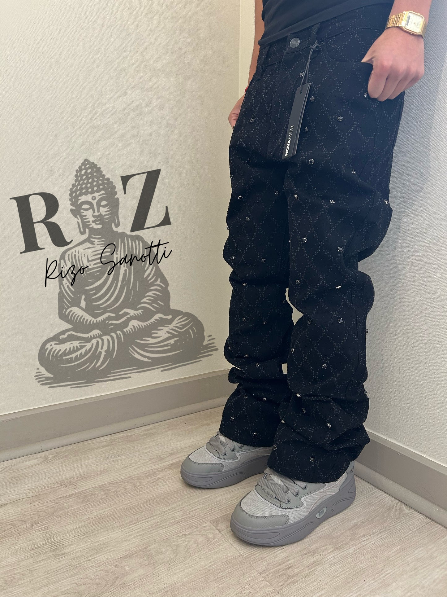 Pantalón De Mezclilla Stacked Slim Flare Wrecked In Jewels