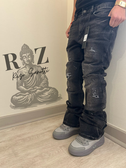 Pantalón De Mezclilla Stacked Skinny Flare Bleach Croc