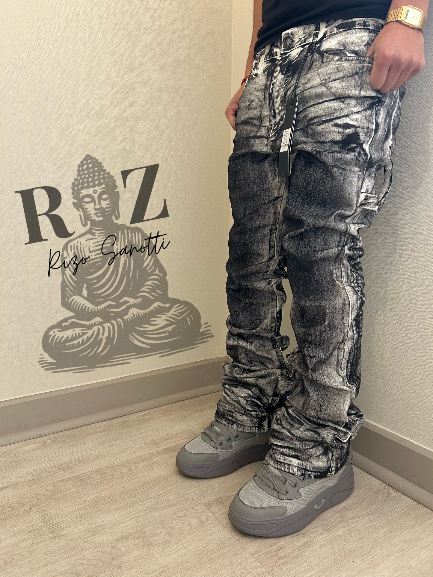 Pantalón De Mezclilla Stacked Skinny Flare Marble Vice