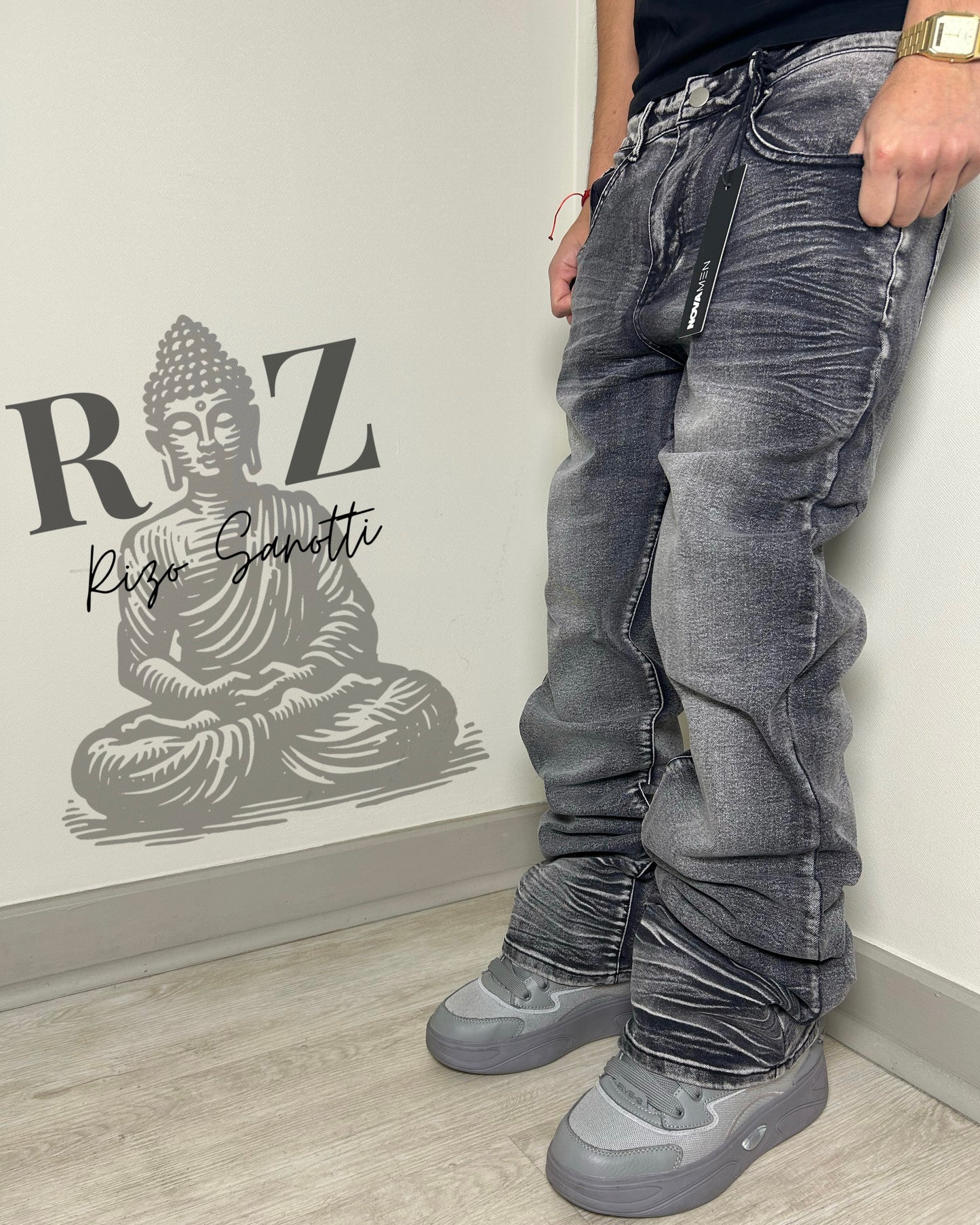 Pantalón De Mezclilla Stacked Slim Flare Raw Chaos