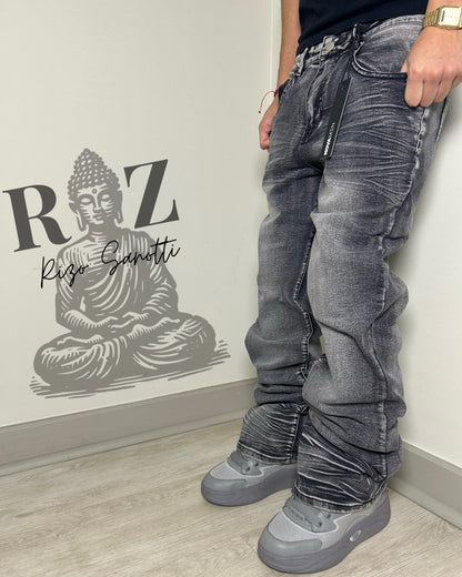 Pantalón De Mezclilla Stacked Slim Flare Raw Chaos