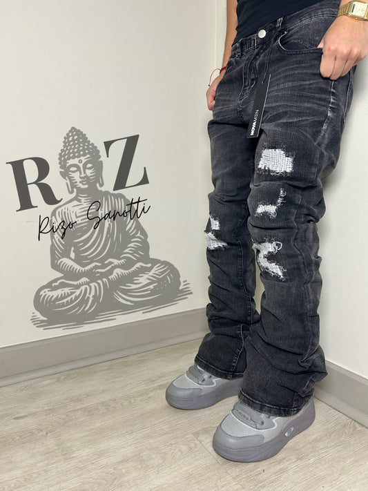 Pantalón De Mezclilla Stacked Skinny Flare Classic Destroyed